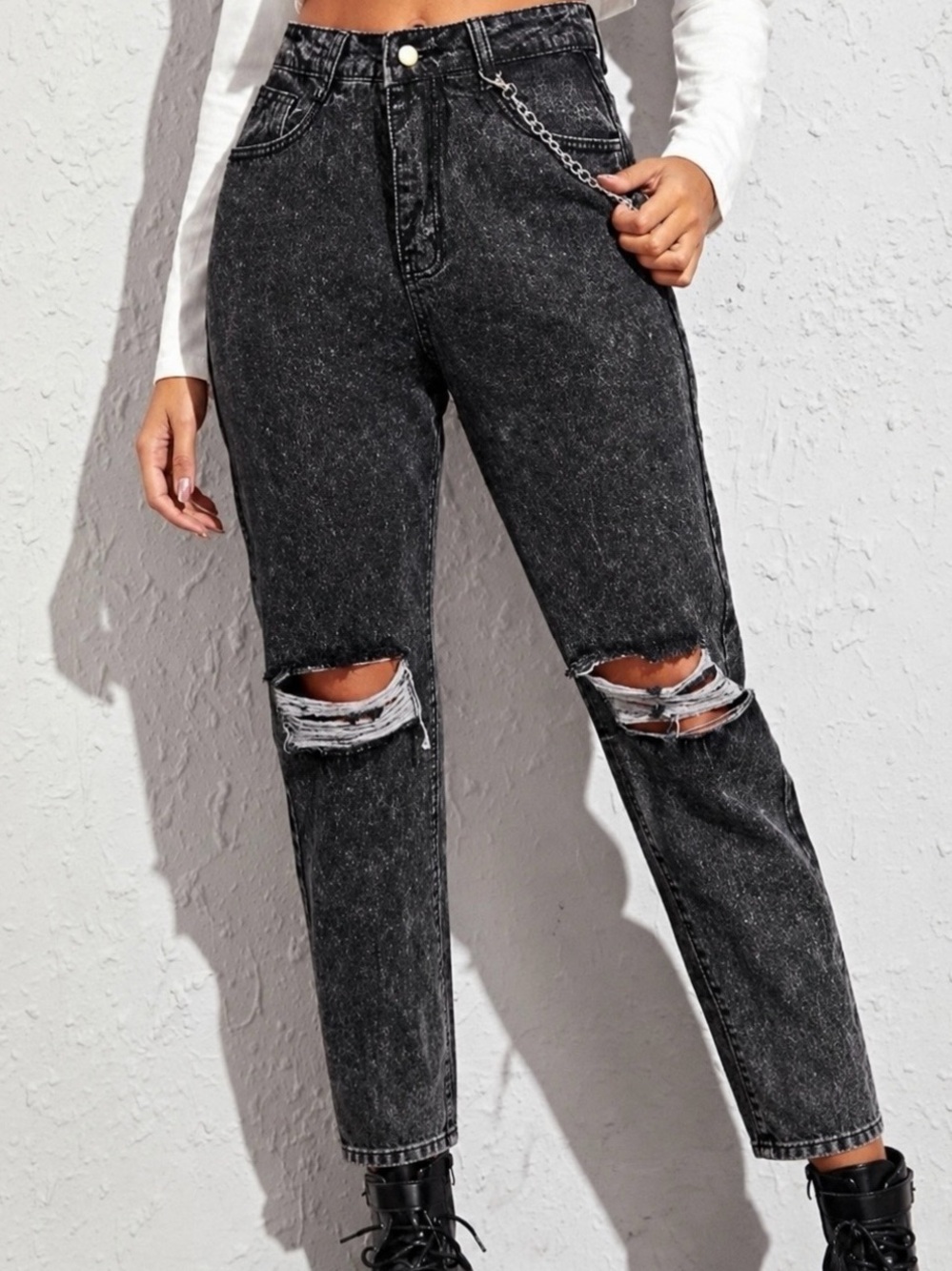 Ripped Black Mom Jeans